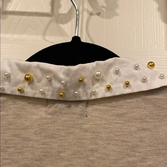 Chic Beige Sweater Dress with White Collar - Picture 9 of 10